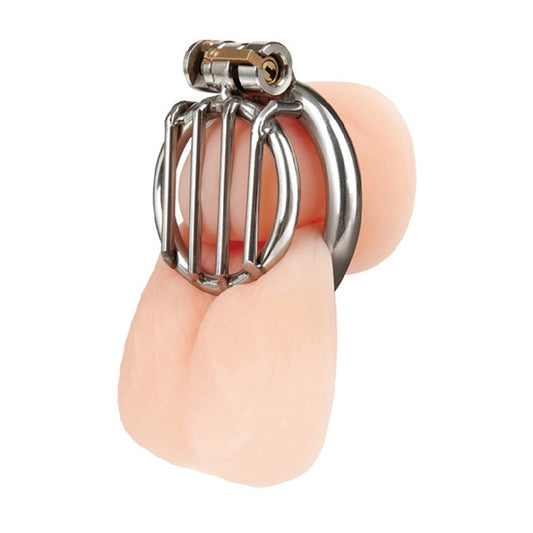 BlueLineStainlessSteelInvertedMicroJailTimeMaleChastityDeviceSecureExtremeControl