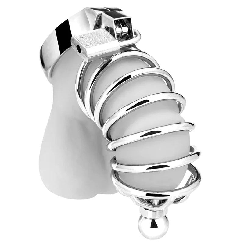 BlueLineUrethralPlayCageMaleCockChastityCage