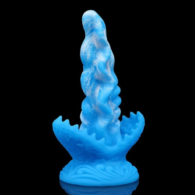 BlueSiliconeFantasySuctionCupDildo-Hands-FreeAlienTongueDesignforOrgasmicMassage&FemaleMasturbation