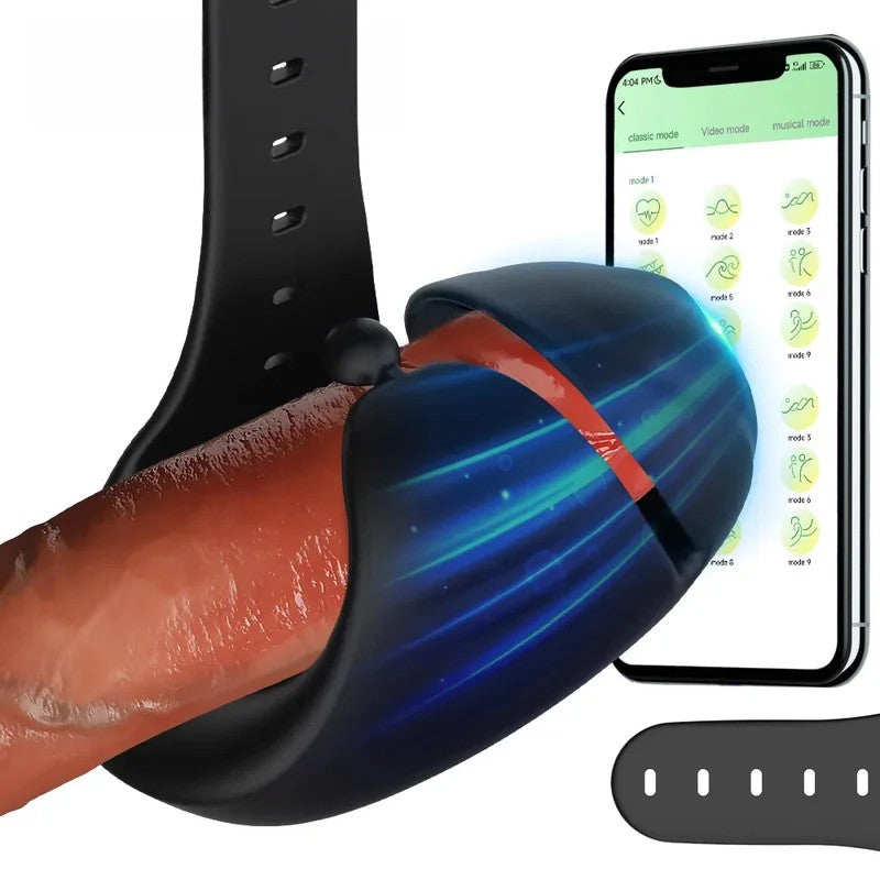 BluetoothVibratorGlansMassagerPenisAutomaticMaleMasturbator