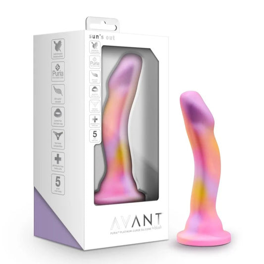 Blush–Avant7.5″“Sun’sOut”PlatinumCuredSiliconeDildo(PastelMarblePinkOrange)