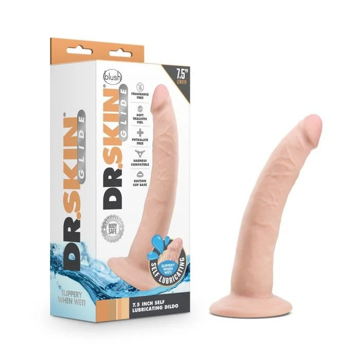 Blush–Dr.SkinGlide7.5″SelfLubricatingDildo(LightFlesh)