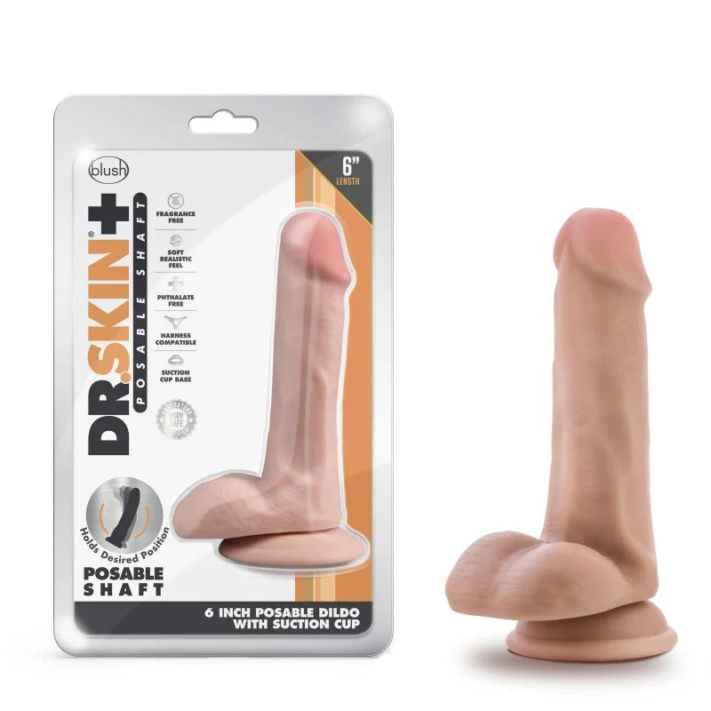 Blush–DrSkinPlusPosable6″Dildo(LightFlesh)