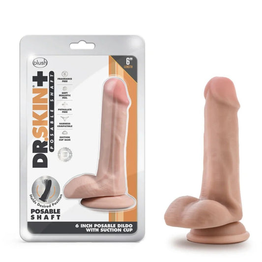 Blush–DrSkinPlusPosable6″Dildo(LightFlesh)