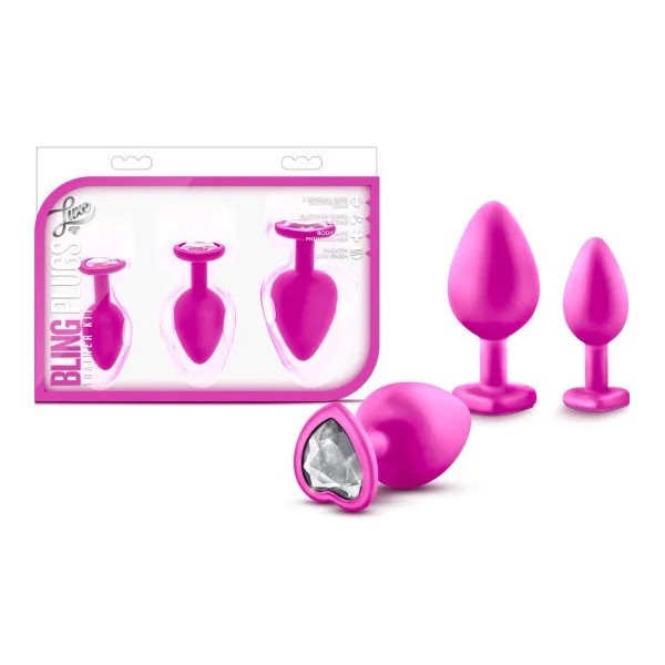 Blush–LuxeBlingHeartAnalPlugsTrainerKit(Pink/Clear)