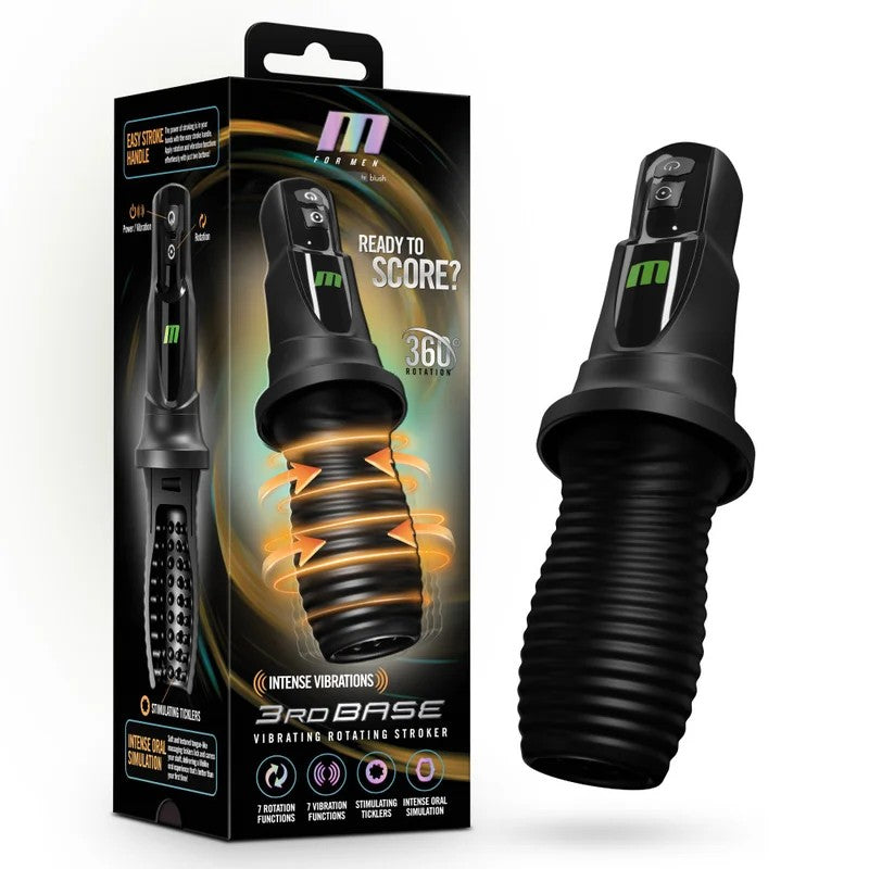 Blush–MForMen3rdBaseVibratingRotatingStroker(Black)