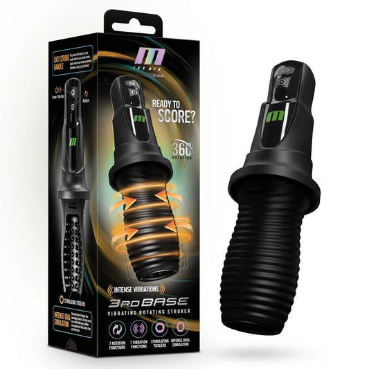 Blush–MForMen3rdBaseVibratingRotatingStroker(Black)