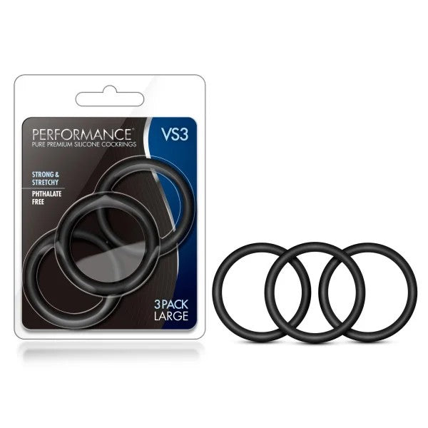 Blush–PerformanceSiliconeCockRingsLarge3pk(Black)