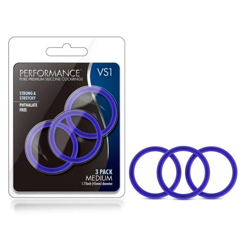 Blush–PerformanceVS1CockRing3PackMedium(Blue)