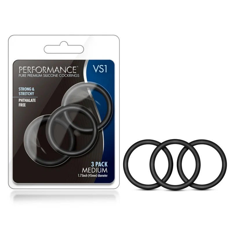 Blush–PerformanceVS1CockRings3pk(Black)