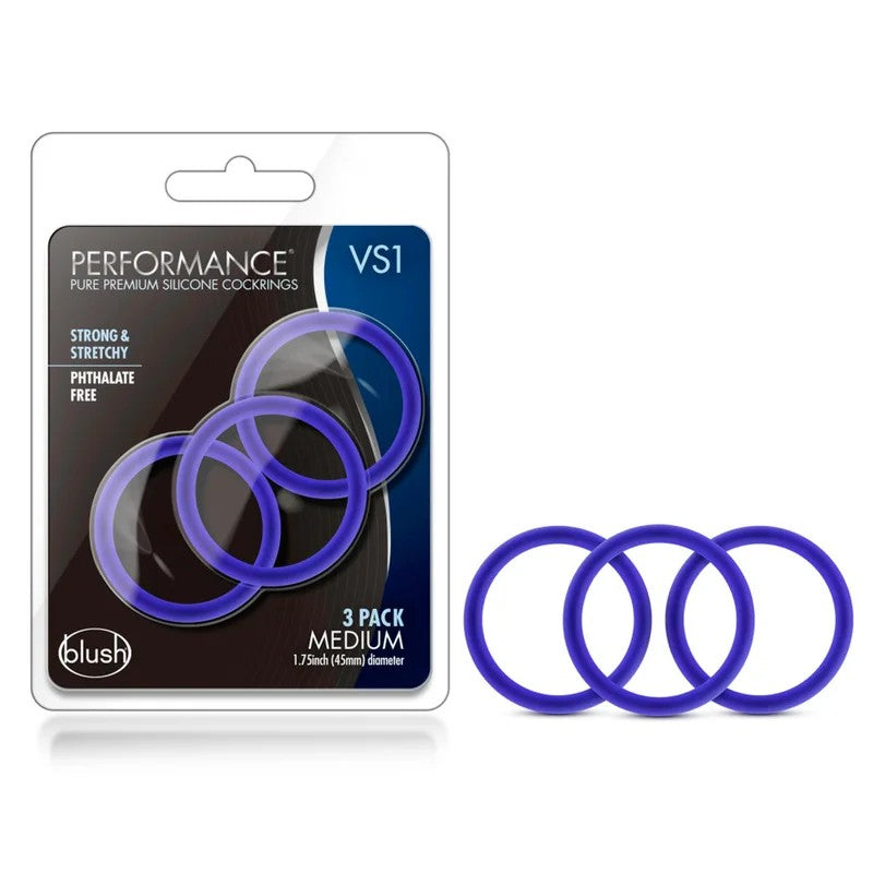 Blush–PerformanceVS1CockRingsMedium3pk(Indigo)