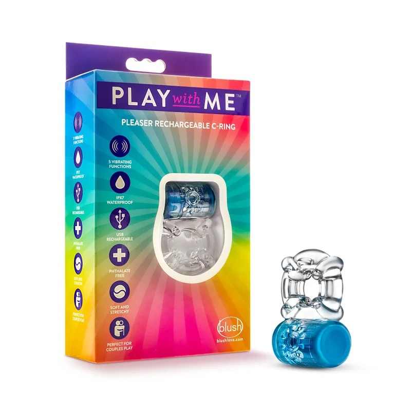 Blush–PlaywithMePleaserRechargeableCockRing(Blue)