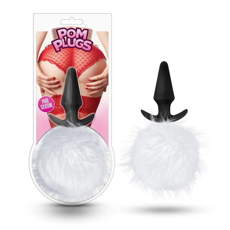 Blush–POMPlugsFluffyPom-PomButtPlug(White)