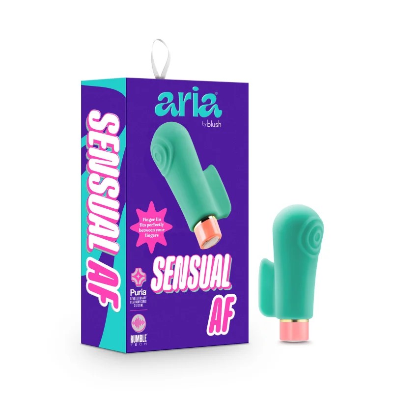 Blush–“SensualAF”RechargeableSiliconeRumbleFingerVibrator(Green)