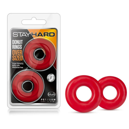 Blush–StayHardOversizedDonutCockring2Pk(Red)