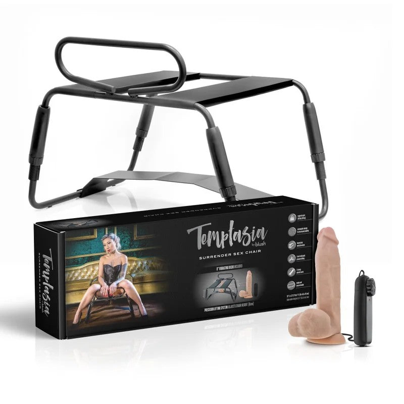 Blush–TemptasiaSurrenderSexChairwithVibrating8″Dong(Black/LightFlesh)