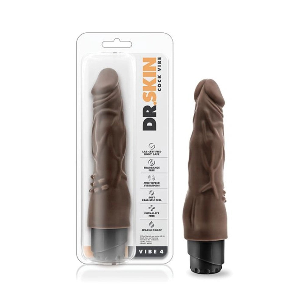 BlushDr.SkinCockVibe8InchRibbedDildoVibratingRealisticFeelFlexiShaftSoloUse