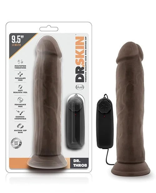 BlushDr.SkinDr.Throb9.5″CockW/suctionCup–Chocolate