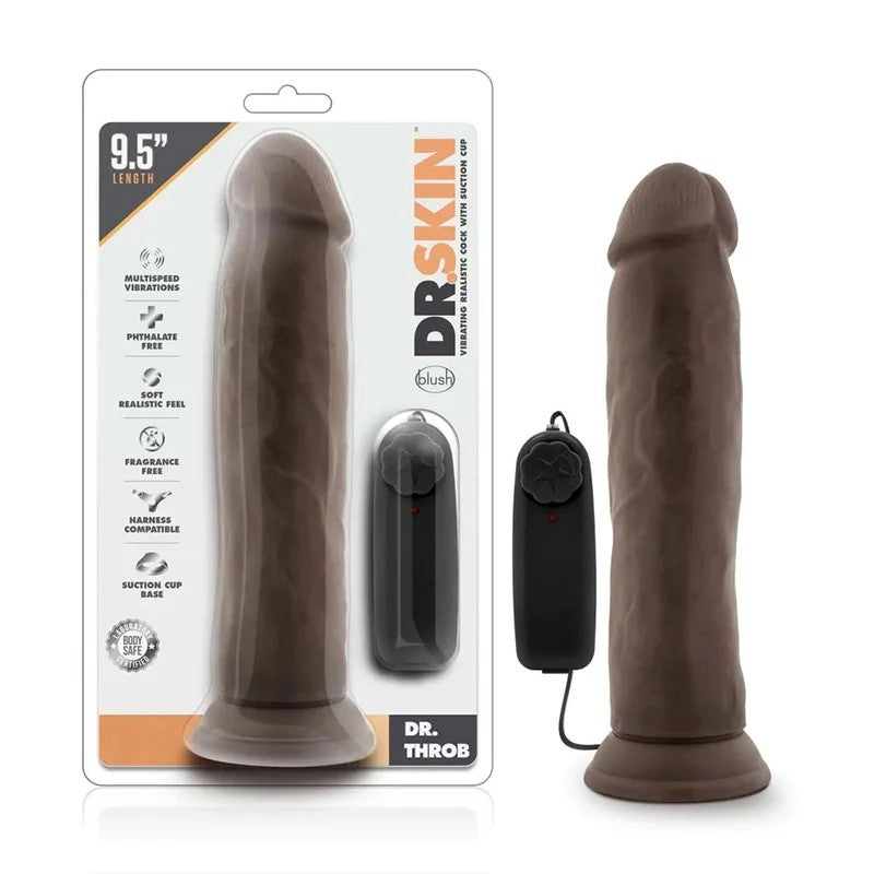 BlushDr.SkinRealisticblack9.5″RemoteControlVibratingDildo