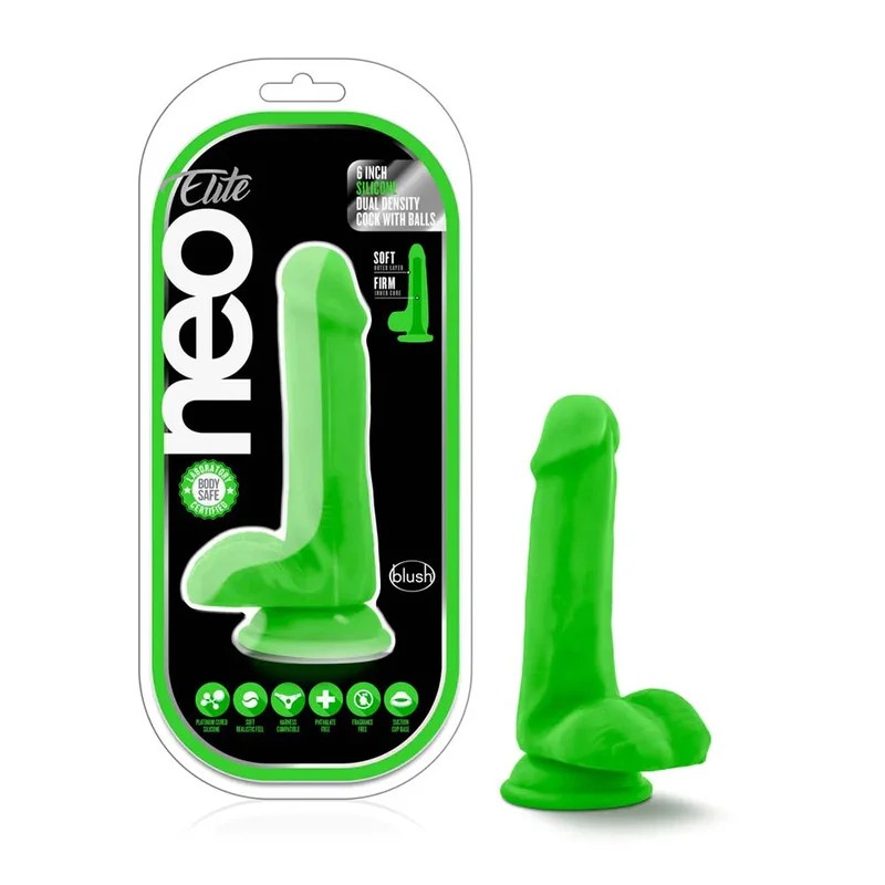 BlushNeoEliteGreen6.5InchSiliconeDildo