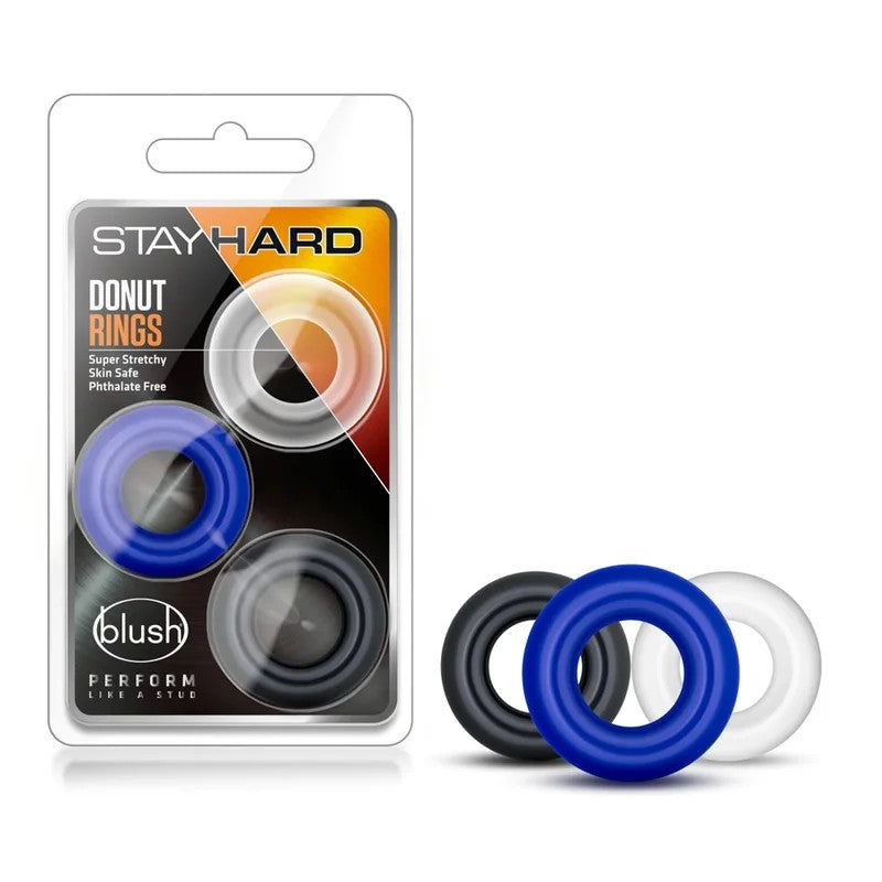 BlushStayHardAssortedColorsDonutCockRings3PCS