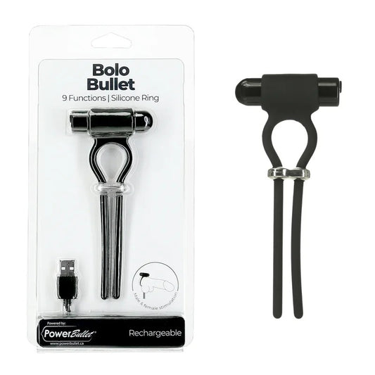 BMS–RechargeableBoloBulletSiliconeLassoRing(Black)