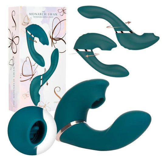 BMS–SwanTheMonarchSwanSuctionDualStimulator(Teal)