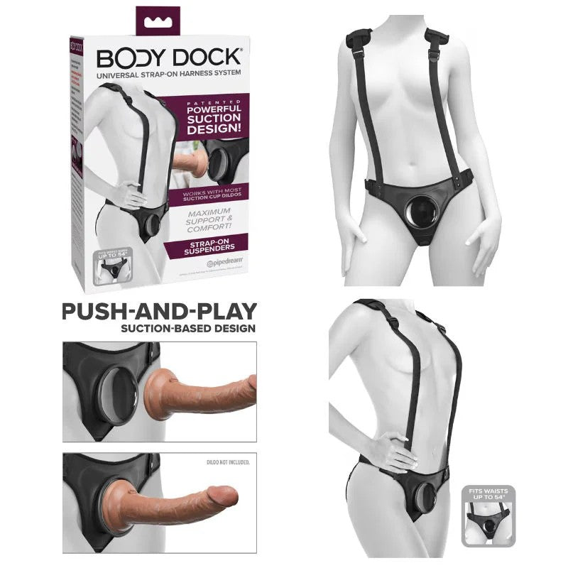 BODYDOCK–UniversalStrap-OnHarnessSystemwithStrap-OnSuspenders–(Black)