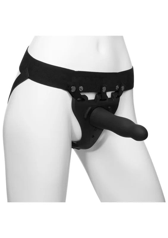 BodyExtensionsBeArousedSiliconeStrap-OnRechargeableVibratingHarnesswithSlimDildoandRemote