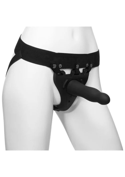BodyExtensionsBeArousedSiliconeStrap-OnRechargeableVibratingHarnesswithSlimDildoandRemote