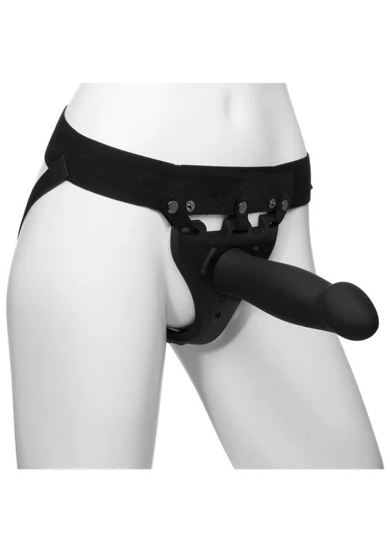 BodyExtensionsBeRisqueSiliconeStrap-OnRechargeableVibratingHarnesswithDildoandRemote