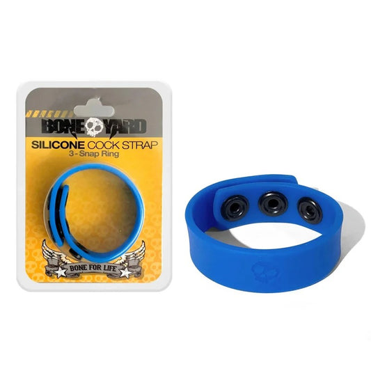 Boneyard–3-SnapSiliconeCockStrapRing(Blue)
