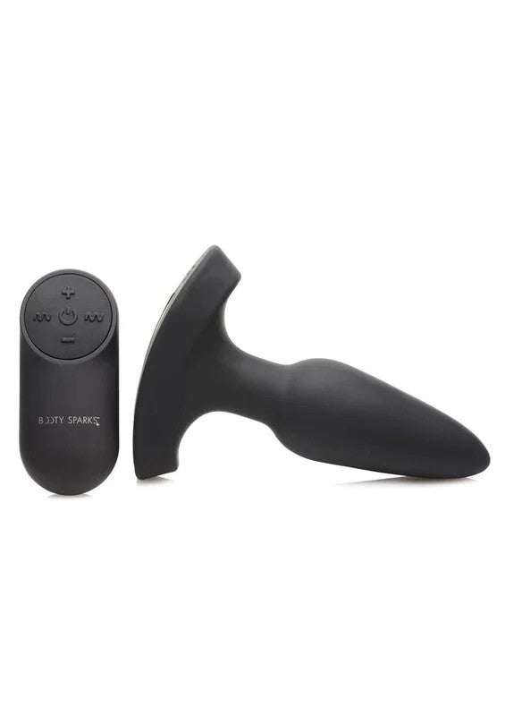BootySparksLaserF…MeRechargeableSiliconeAnalPlugwithRemoteControl–Small–BlackwithRedLight