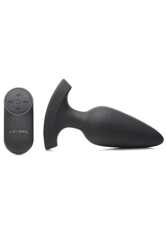 BootySparksLaserF…MeRechargeableSiliconeAnalPlugwithRemoteControl–Large–BlackwithRedLight