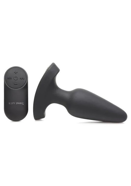 BootySparksLaserF…MeRechargeableSiliconeAnalPlugwithRemoteControl–Medium–BlackwithRedLight
