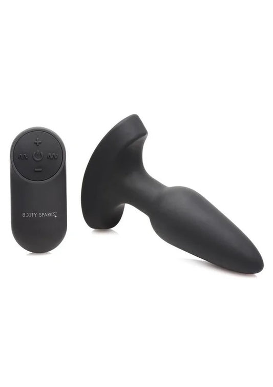 BootySparksLaserHeartRechargeableSiliconeAnalPlugwithRemoteControl–Small–BlackwithRedLights