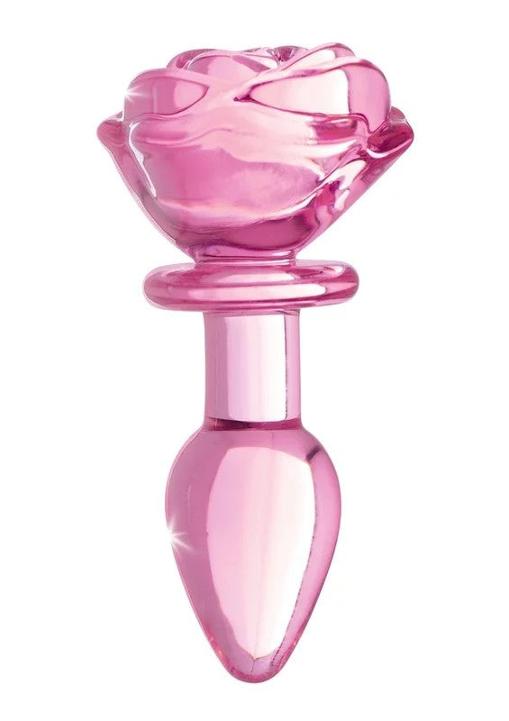BootySparksPinkRoseGlassAnalPlug