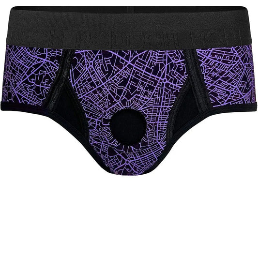 Brief+Harness–GeometricPurple