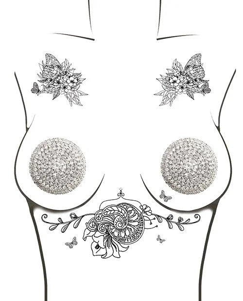 BurlesqueBigOCrystalJewelReusableSiliconeNipztix–SilverO/s