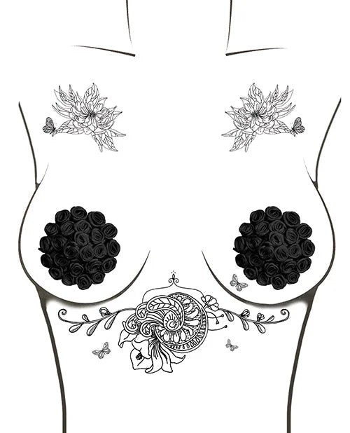 BurlesqueNightfallRosesReusableSiliconeNipztix–BlackO/s