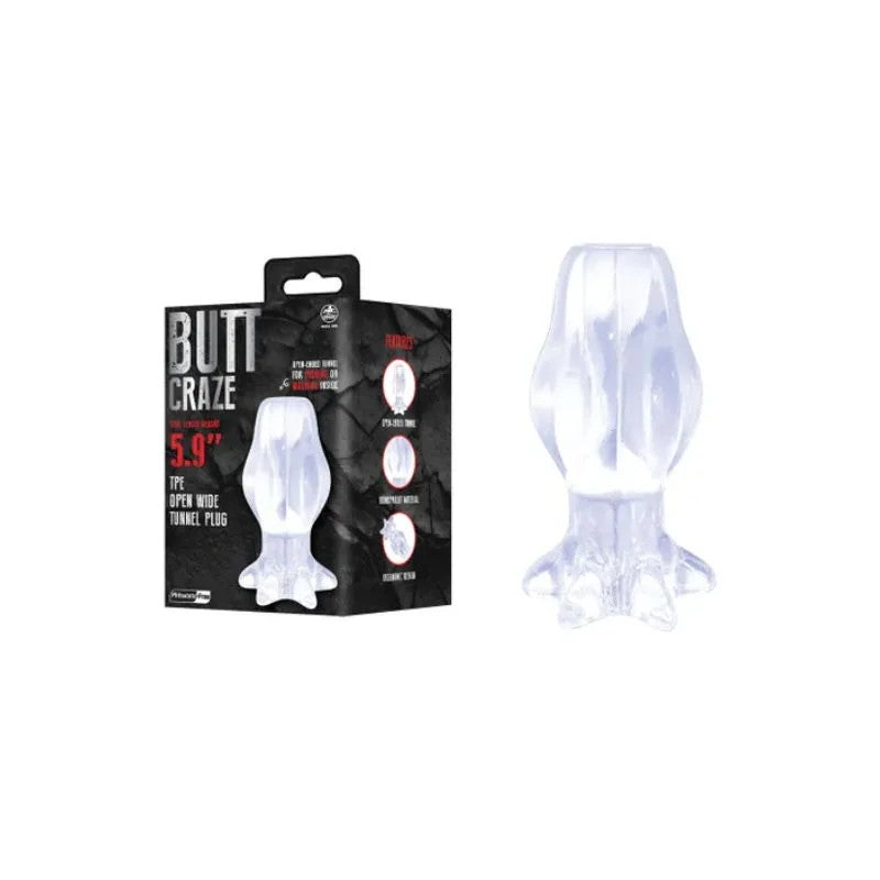 ButtCraze–ClearHollowButtPlug5.9″
