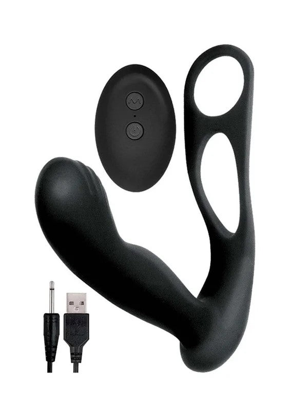 ButtsUpRechargeableSiliconeProstateMassagerwithScrotumandCockRing