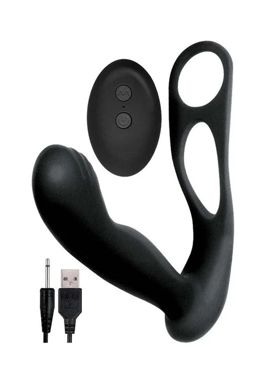 ButtsUpRechargeableSiliconeProstateMassagerwithScrotumandCockRing