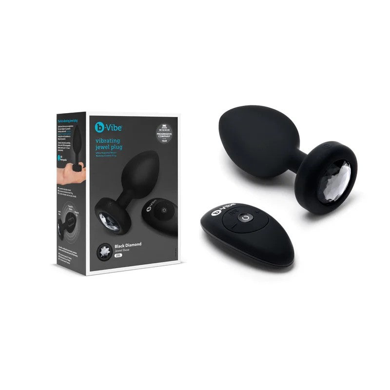 bVibe–VibratingAnalPlugwithBlackDiamondJewelBase–XXL(Black)