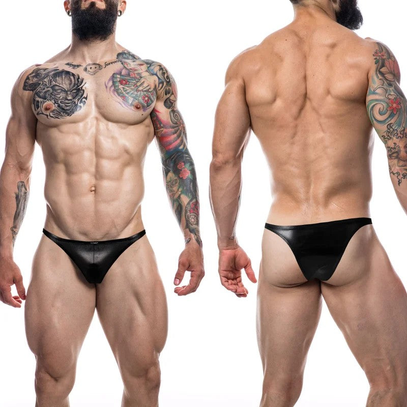 C4M–CutforMenMensLeatheretteBrazillianCheeksterBrief–Medium(Black)