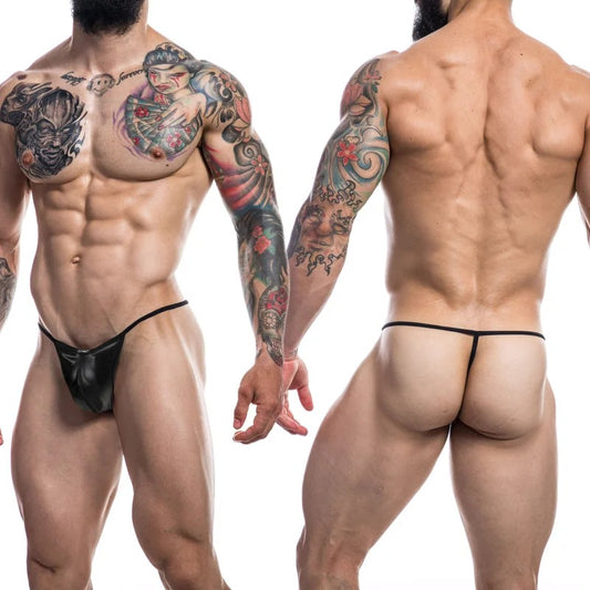 C4M–CutForMenMensLeatheretteG-String–Small(Black)