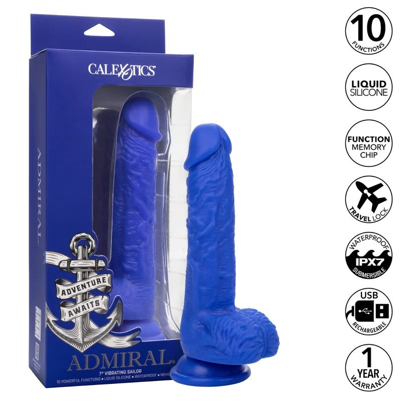 Calexotics–Admiral“Sailor”7″SiliconeVibratingDildo(Blue)