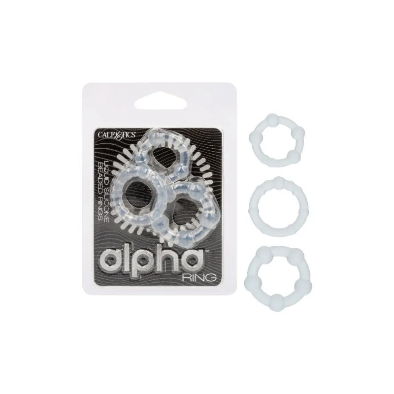 Calexotics–AlphaLiquidSiliconeBeadedRings–(Clear)