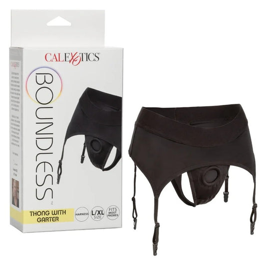 Calexotics–BoundlessThongwithGarterHarnessL/XL(Black)