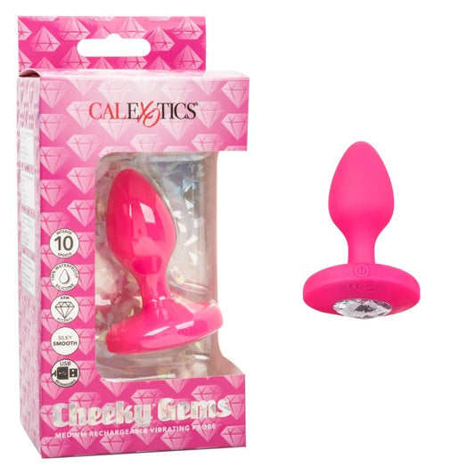 Calexotics–CheekyGemsRechargeableVibratingGemPlug–Medium(Pink)